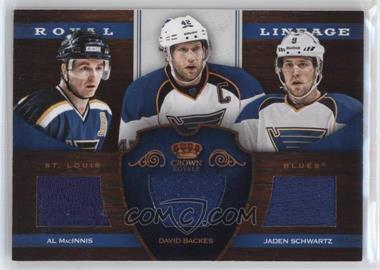 2012-13 Panini Rookie Anthology - Crown Royale Royal Lineage #RL-STL - David Backes, Jaden Schwartz, Al MacInnis