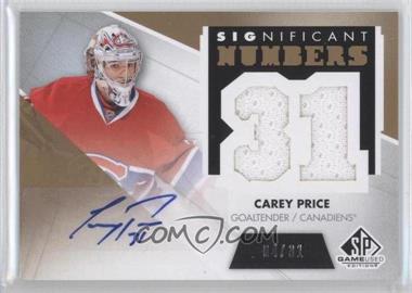 2012-13 SP Game Used Edition - Significant Numbers Autographed Memorabilia #SN-CP - Carey Price /31