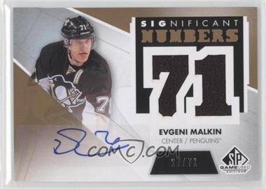 2012-13 SP Game Used Edition - Significant Numbers Autographed Memorabilia #SN-EM - Evgeni Malkin /71