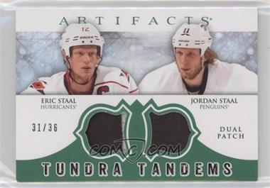 2012-13 Upper Deck Artifacts - Tundra Tandems Dual Jerseys - Emerald Patches #TT-EJ - Eric Staal, Jordan Staal /36