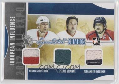 2012 In the Game - Fall Expo Redemption Prize Superlative Combos Game-Used - Silver #SC-77 - Nicklas Lidstrom, Teemu Selanne, Alexander Ovechkin /9