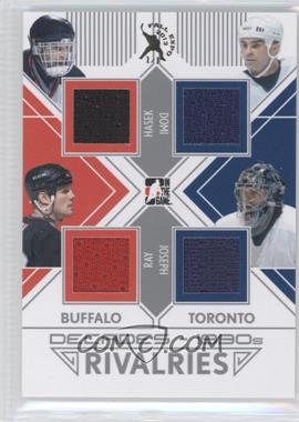 2013-14 In the Game Decades 1990s - Rivalries Jerseys - Silver 2013 Fall Expo #R-04 - Dominik Hasek, Rob Ray, Tie Domi, Curtis Joseph /1