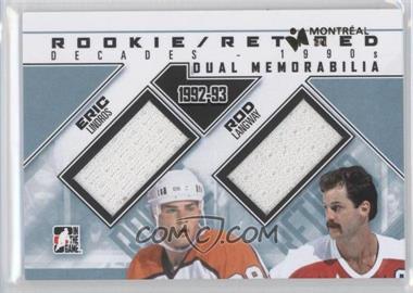 2013-14 In the Game Decades 1990s - Rookie/Retired Dual Memorabilia - Silver Montreal Card Show #RRDM-02 - Eric Lindros, Rod Langway /1