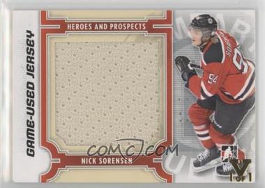 2013-14 In the Game Heroes and Prospects - Game-Used - Black Jersey ITG Vault Gold #M-27 - Nick Sorensen /1 [EX to NM]