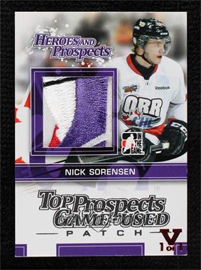 2013-14 In the Game Heroes and Prospects - Top Prospects Game-Used - Silver Patch ITG Vault Ruby #TPM-26 - Nick Sorensen /1 [Noted]