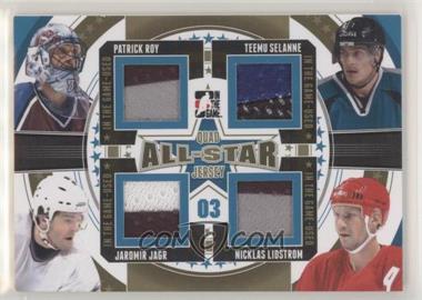 2013-14 In the Game-Used - All-Star Quad Jersey - Gold #ASQJ-12 - Patrick Roy, Teemu Selanne, Jaromir Jagr, Niklas Lidstrom /10