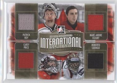 2013-14 In the Game-Used - International Influence Quad Materials - Gold #II-07 - Patrick Roy, Marc-Andre Fleury, Carey Price, Roberto Luongo /10