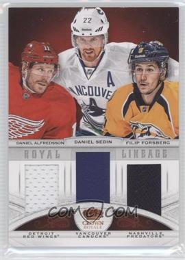 2013-14 Panini Crown Royale - Royal Lineage Materials #RL-SW1 - Daniel Alfredsson, Daniel Sedin, Filip Forsberg