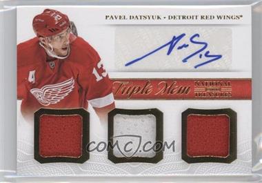 2013-14 Panini National Treasures - Triple Memorabilia Autographs #TM-PD - Pavel Datsyuk