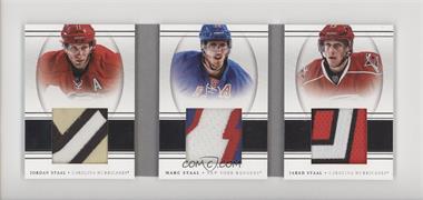 2013-14 Panini National Treasures - Triplet Booklet - Patch #TR-BRO - Jared Staal, Jordan Staal, Marc Staal /25