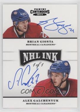 2013-14 Panini Playoff Contenders - NHL Ink Duals - Black #ID-GG - Brian Gionta, Alex Galchenyuk /1