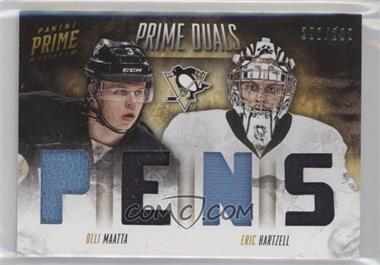 2013-14 Panini Prime - Prime Duals - Prime #D-MH - Eric Hartzell, Olli Maatta /50