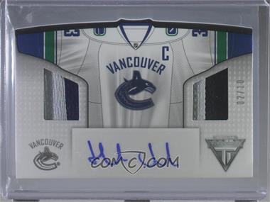 2013-14 Panini Titanium - Road Sweater Materials Autographs - Prime #RS-HS - Henrik Sedin /10