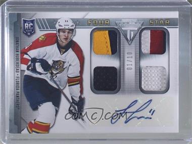 2013-14 Panini Titanium - Rookie Four Star Memorabilia - Autographs #A4-JH - Jonathan Huberdeau /10