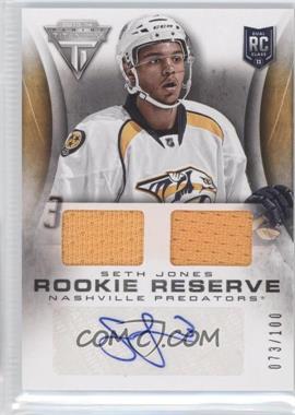 2013-14 Panini Titanium - Rookie Reserve Material Autographs #RR-SJ - Seth Jones /100