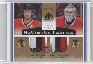 2013-14 SP Game Used Edition - Authentic Fabrics Dual - Patch #AF2-KC - Corey Crawford, Duncan Keith /25
