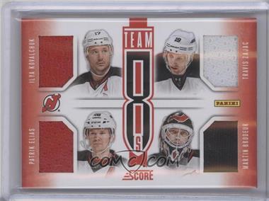 2013-14 Score - Team 8s Jerseys #T8-DEV - Ilya Kovalchuk, Jacob Josefson, Patrik Elias, Stefan Matteau, Travis Zajac, Adam Larsson, Johan Hedberg, Martin Brodeur