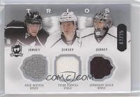 Jonathan Quick, Anze Kopitar, Tyler Toffoli #/25