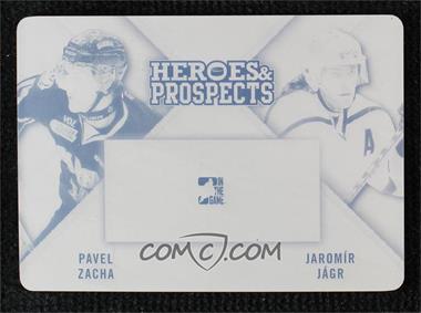 2014-15 In the Game Heroes and Prospects - Dual Swatch Jersey - Printing Plate Black #HPJ-07 - Pavel Zacha, Jaromir Jagr /1