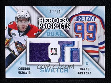 2014-15 In the Game Heroes and Prospects - Dual Swatch Patch - Blue #HPP-01 - Connor McDavid, Wayne Gretzky /10
