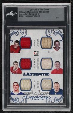 2014-15 In the Game Ultimate Memorabilia 14th Edition - Ultimate Legendary Sweaters 6 - Platinum #LS6-1 - Gordie Howe, Ted Lindsay, Maurice Richard, Terry Sawchuk, Tim Horton, Johnny Bower /1 [Uncirculated]