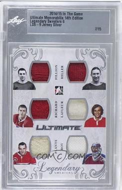 2014-15 In the Game Ultimate Memorabilia 14th Edition - Ultimate Legendary Sweaters 6 - Silver #LS6-9 - Robert Fillion, Dutch Hiller, Maurice Richard, Guy Lafleur, Jacques Plante, Patrick Roy /15 [Uncirculated]