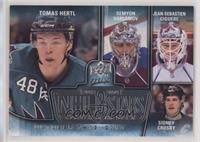 Sidney Crosby, Semyon Varlamov, Tomas Hertl, Jean-Sebastien Giguere