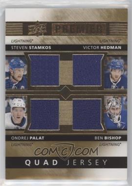 2014-15 Upper Deck Premier - Quad Jerseys #PQ4-TBL - Ben Bishop, Ondrej Palat, Steven Stamkos, Victor Hedman /49