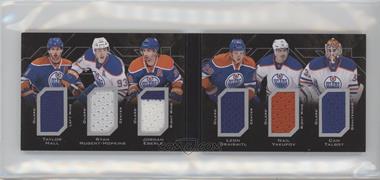 2015-16 UD Black - Sixes Relics Booklets #6R-OILER - Taylor Hall, Ryan Nugent-Hopkins, Jordan Eberle, Leon Draisaitl, Nail Yakupov, Cam Talbot