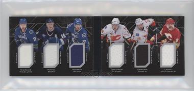 2015-16 UD Black - Sixes Relics Booklets #6R-VCCF - Markus Naslund, Pavel Bure, Henrik Sedin, Theoren Fleury, Jarome Iginla, Lanny McDonald