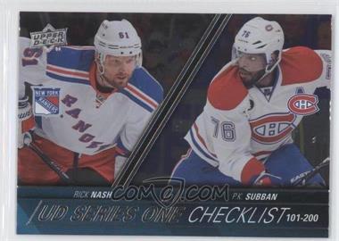 2015-16 Upper Deck - [Base] - Silver Foil Board #200 - Checklist - P.K. Subban, Rick Nash