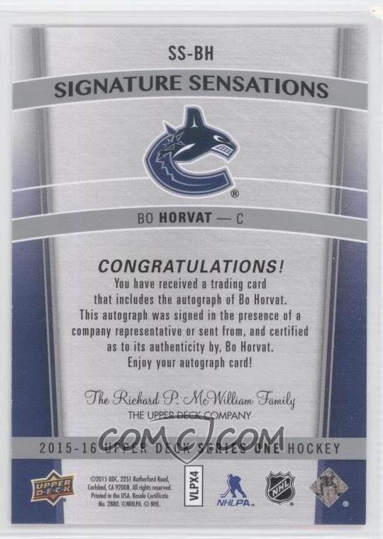 15 16 Upper Deck Signature Sensations Ss Bh Bo Horvat