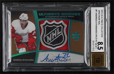 2015-16 Upper Deck Ultimate Collection - [Base] - Spectrum Blue Shield Patch #71 - Autographed Ultimate Rookies - Andreas Athanasiou /1 [BGS 8.5 NM‑MT+]