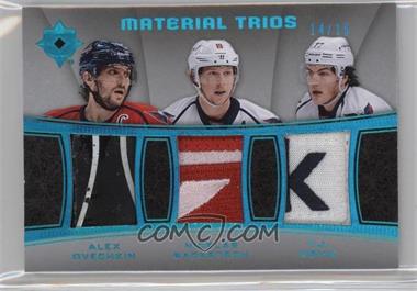 2015-16 Upper Deck Ultimate Collection - Material Trios - Spectrum Teal #MC3-WAS - Alexander Ovechkin, Nicklas Backstrom, T.J. Oshie /15