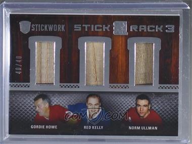2015 Leaf In the Game Stickwork - Stick Rack 3 - Silver #SR3-14 - Gordie Howe, Red Kelly, Norm Ullman /40