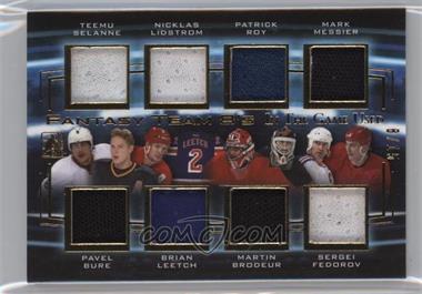 2016-17 Leaf In the Game Used - Fantasy Team 8's - Gold #FT8-06 - Teemu Selanne, Nicklas Lidstrom, Patrick Roy, Mark Messier, Pavel Bure, Brian Leetch, Martin Brodeur, Sergei Fedorov /15