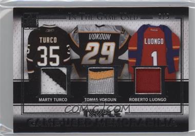 2016-17 Leaf In the Game Used - Game-Used Memorabilia Triple - Silver Patch #GTP-15 - Marty Turco, Tomas Vokoun, Roberto Luongo /9