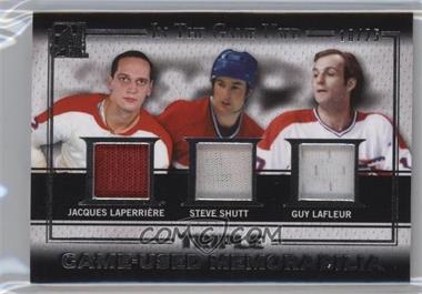 2016-17 Leaf In the Game Used - Game-Used Memorabilia Triple - Silver #GT-10 - Jacques Laperriere, Steve Shutt, Guy Lafleur /25 [Good to VG‑EX]
