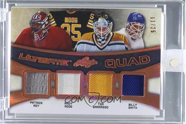 2016-17 Leaf Ultimate - Ultimate Quad #UQ-15 - Patrick Roy, Andy Moog, Tom Barrasso, Billy Smith /25 [Uncirculated]