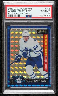 2016-17 O-Pee-Chee Platinum - [Base] - Royal Blue Cubes #151 - Marquee Rookies - Auston Matthews /99 [PSA 10 GEM MT]