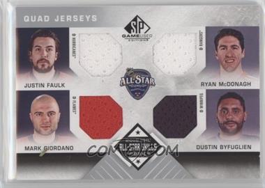 2016-17 Upper Deck SP Game Used - 2016 All-Star Skills Fabrics Quads #AS4-DMEN - Justin Faulk, Ryan McDonagh, Mark Giordano, Dustin Byfuglien