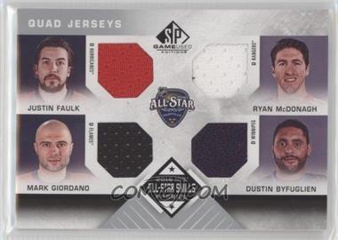 2016-17 Upper Deck SP Game Used - 2016 All-Star Skills Fabrics Quads #AS4-DMEN - Justin Faulk, Ryan McDonagh, Mark Giordano, Dustin Byfuglien