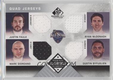 2016-17 Upper Deck SP Game Used - 2016 All-Star Skills Fabrics Quads #AS4-DMEN - Justin Faulk, Ryan McDonagh, Mark Giordano, Dustin Byfuglien