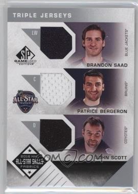 2016-17 Upper Deck SP Game Used - 2016 All-Star Skills Fabrics Triples #AS3-SBS - Brandon Saad, Patrice Bergeron, John Scott