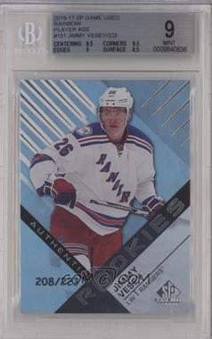 2016-17 Upper Deck SP Game Used - [Base] - Rainbow Player Age #151 - Authentic Rookies - Jimmy Vesey /223 [BGS 9 MINT]