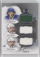 Loui Eriksson, Henrik Sedin, Daniel Sedin #/25