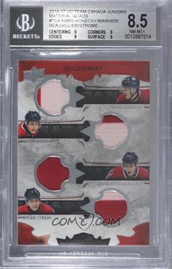 2016 Upper Deck Team Canada Juniors - Material Quads Jersey Relics #TC4-KBMS - Travis Konecny, Mitch Marner, Anthony Beauvillier, Dylan Strome [BGS 8.5 NM‑MT+]