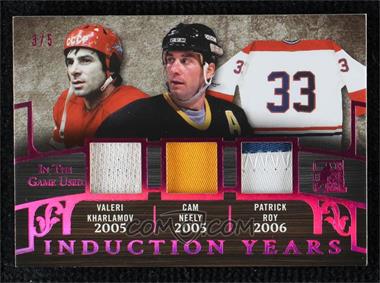 2017-18 Leaf In the Game Used - Induction Years - Pink #IY-33 - Valeri Kharlamov, Cam Neely, Patrick Roy /5