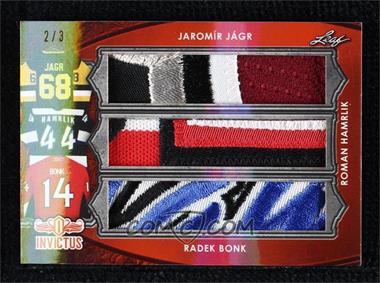 2017-18 Leaf Invictus - Triple Patch - Orange #TP-16 - Jaromír Jágr ,  Roman Hamrlik ,  Radek Bonk /3