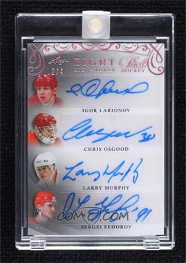 2017-18 Leaf Pearl - Eight Signatures - Red #P8-12 - Igor Larionov  , Chris Osgood  , Larry Murphy  , Sergei Fedorov  , Brett Hull  , Scotty Bowman  , Nicklas Lidstrom  , Luc Robitaille /4 [Uncirculated]